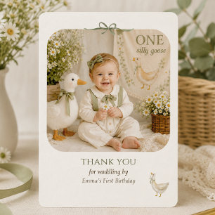 Carte De Remerciements Petit fou rire Sage Vert Premier Anniversaire