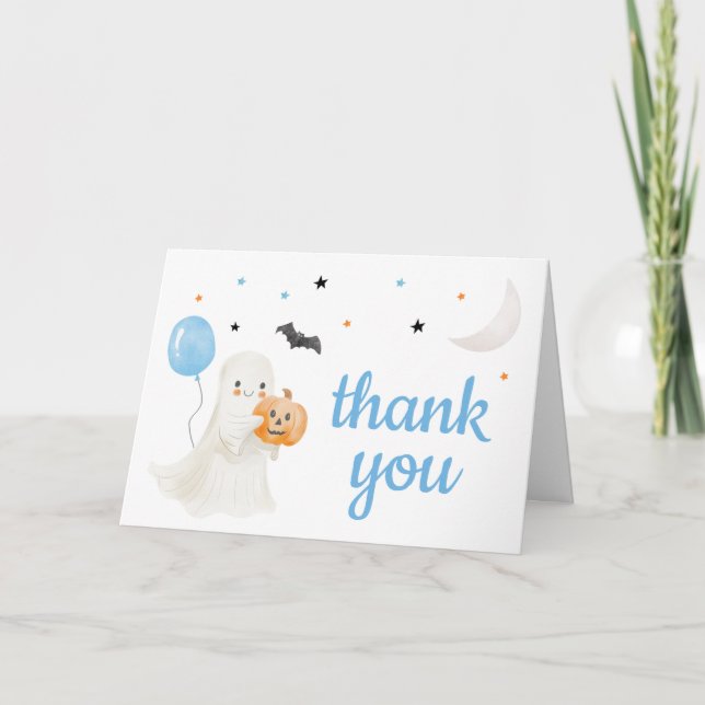Carte De Remerciements Petit garçon Halloween Le petit garçon est presque (Devant)