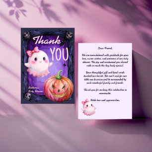 Carte De Remerciements Petit garçon Halloween rose mignon baby shower fan