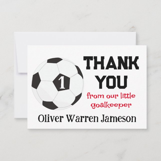 Carte De Remerciements Petit gardien de but Football bébé garçon 1er anni (Devant)