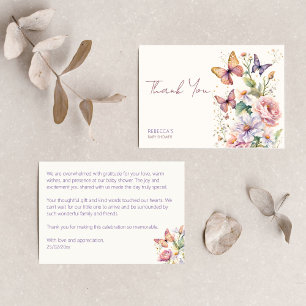 Carte De Remerciements Petit papillon enchanté baby shower de jardin