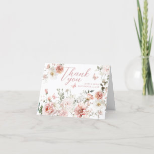 Carte De Remerciements Petit Papillon rose Floral Baby Girl Douche