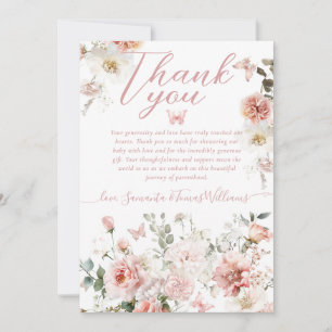 Carte De Remerciements Petit Papillon rose Floral Baby Girl Douche