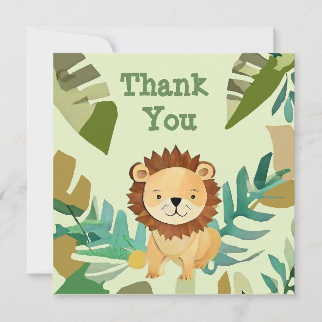Carte De Remerciements Petit prince de la jungle Lion Anniversaire (Devant)