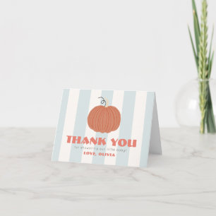 Carte De Remerciements Petite Citrouille Rayures Bleues Garçon Baby Showe