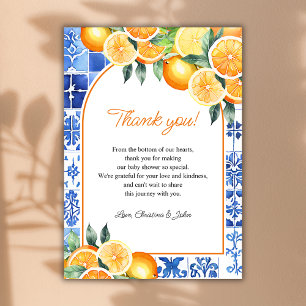Carte De Remerciements Petite Cutie Citrus Baby shower neutre entre les s