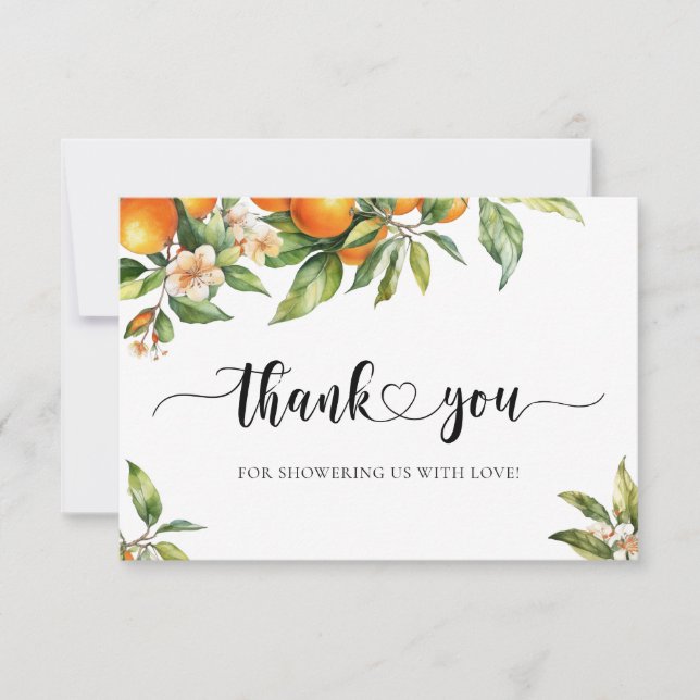 Carte De Remerciements Petite Cutie Verdure Citrus Orange Baby shower (Devant)
