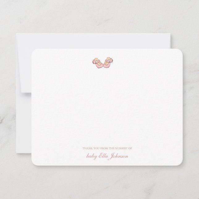 Carte De Remerciements Petite fille bottie pour bébé rose (Devant)