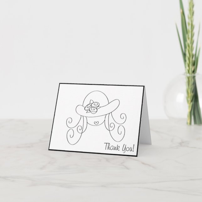 Carte De Remerciements Petite fille en casquette... (Devant)