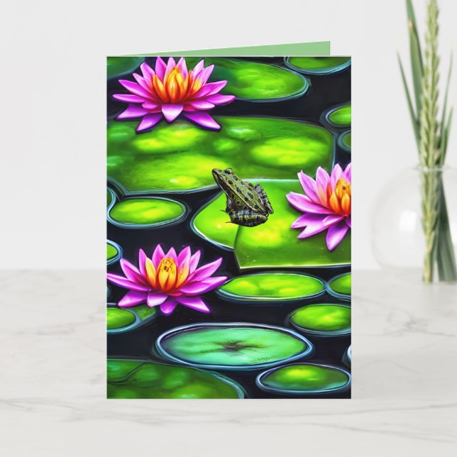 Carte De Remerciements Petite grenouille sur Lily Pad (Devant)