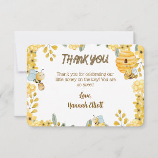 Carte De Remerciements Petite Miel En Route Jaune Abeille Baby Shower