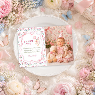 Carte De Remerciements Petite Nœud Papillon Coquette Photo d'Anniversaire