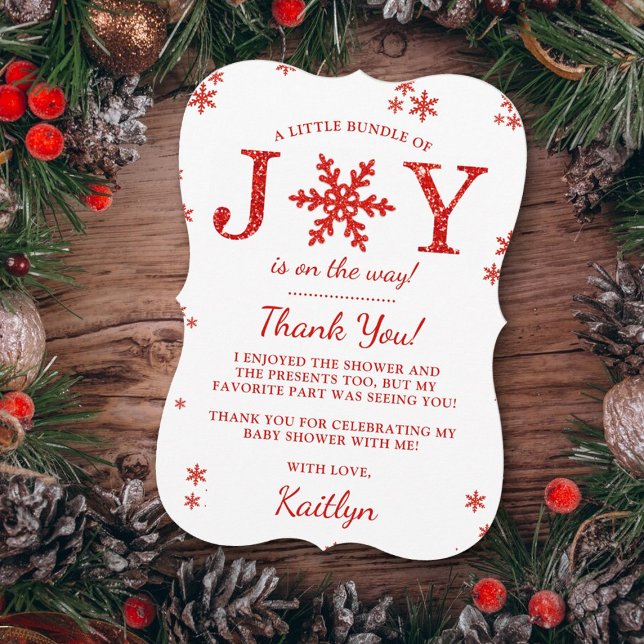 Carte De Remerciements Petite Offre De Joie Baby shower De Noël (Créateur téléchargé)