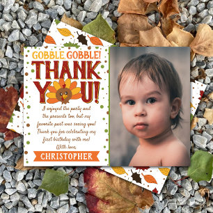 Carte De Remerciements Petite photo d'anniversaire de Thanksgiving pour l