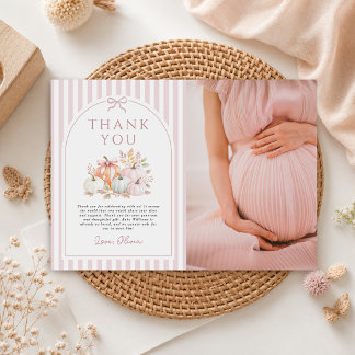 Carte De Remerciements Petite photo de bébé d'automne pour la baby shower