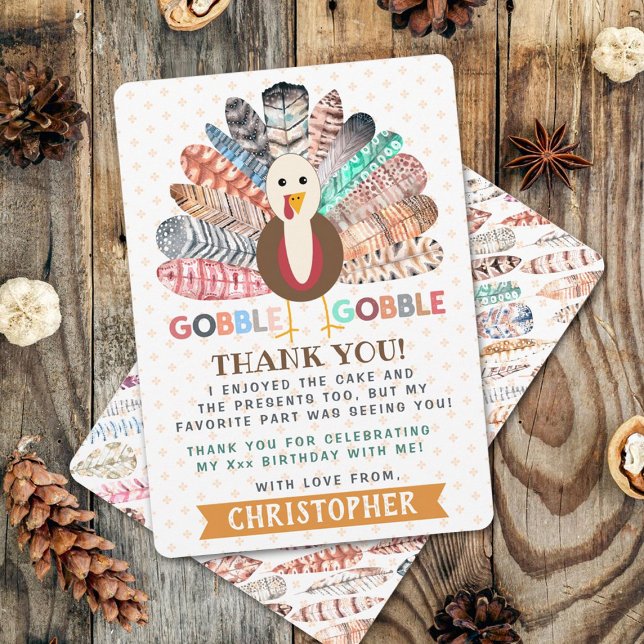 Carte De Remerciements Petite Turquie Thanksgiving Quel Âge Anniversaire (Créateur téléchargé)