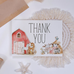 Carte De Remerciements Petites fermes de pépinière Animaux Baby shower Me