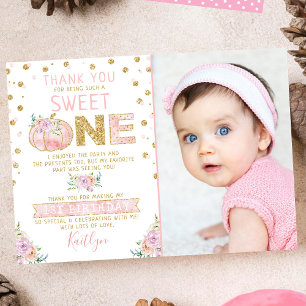 Carte De Remerciements Petites filles Citrouilles 1er anniversaire Photo