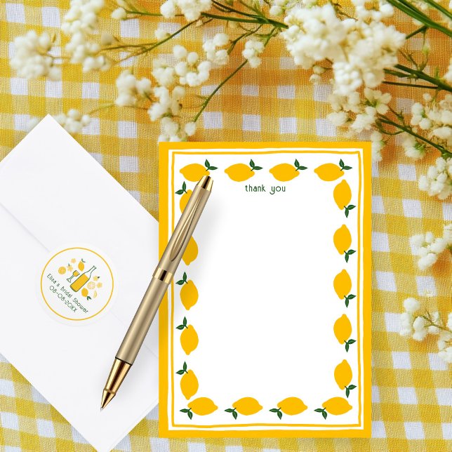 Carte De Remerciements Petits Citrons Personnalisés Baby Shower de Mariée (Little Lemons CUSTOM Bridal Shower Thank You NOte Card
)