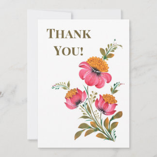 Carte De Remerciements Petrykivka Floral Rose Fantaisiste