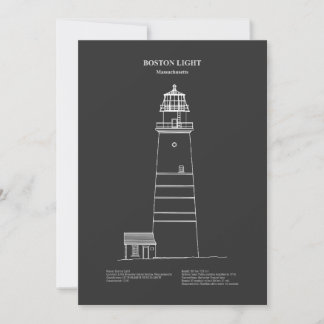 Carte De Remerciements Phare de Boston - Massachusetts - PD