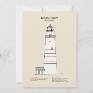 Carte De Remerciements Phare de Boston - Massachusetts - SBD