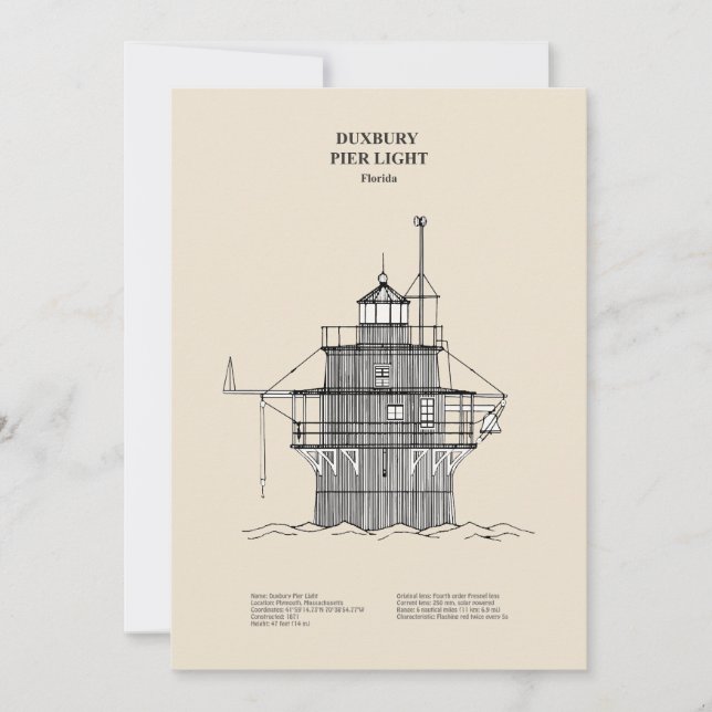 Carte De Remerciements Phare lumineux de Duxbury Pier - Massachusetts - S (Devant)