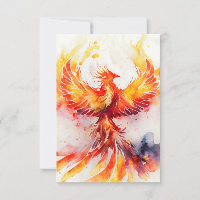 Carte De Remerciements Phénix flamboyant il est ailes aquarelle Art (Devant)