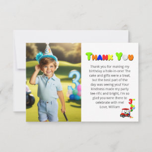 Carte De Remerciements Photo 3e anniversaire chariot de golf rouge pour g