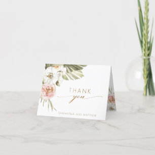 Carte De Remerciements Photo A L'Intérieur, Élégante Palme Feuille Floral