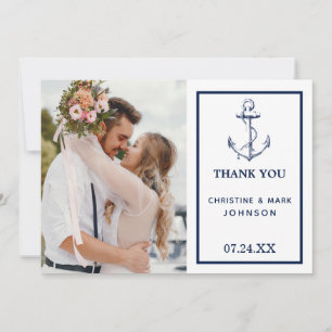 Carte De Remerciements Photo Ancre marine blanc