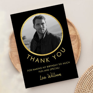 Carte De Remerciements Photo Anniversaire Noir Et Or