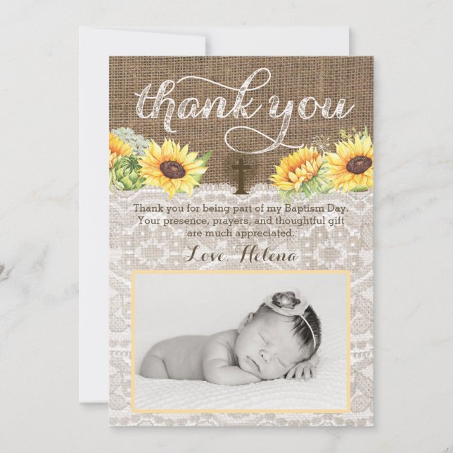 carte de remerciements photo avec Sunflowers Chris (Devant)