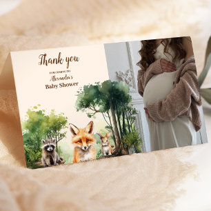 Carte De Remerciements Photo Baby shower d'animaux de bois