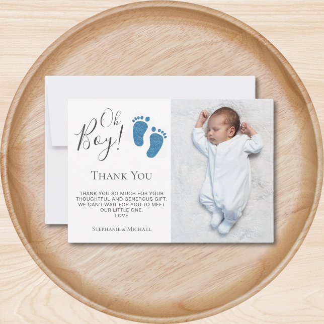 Carte De Remerciements Photo Baby shower du garçon (Créateur téléchargé)