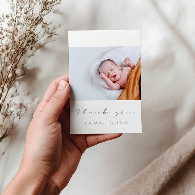 Carte de remerciements photo baby shower simple (Adorable photo baby shower thank you card, with your photo and personal message.)