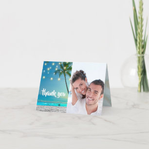 Carte De Remerciements Photo Beach Palms Chaîne LumMerci Mariage du