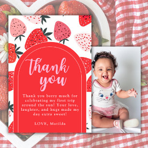 Carte De Remerciements Photo Berry Premier anniversaire Arche rouge frais