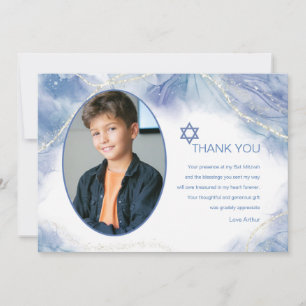 Carte de remerciements photo bleu contemporain