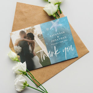 Carte De Remerciements Photo Blue Sea Summer Mariage