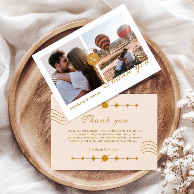 Carte De Remerciements Photo Boarding Pass Mariage cosmique (Créateur téléchargé)