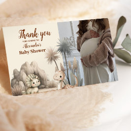 Carte De Remerciements Photo Boho Cute Hatching Bientôt Dinosaur Baby sho