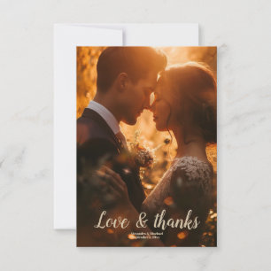 Carte De Remerciements Photo Boho Fleur sauvage Mariage d'automne