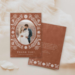 Carte de remerciements photo Boho Terracotta