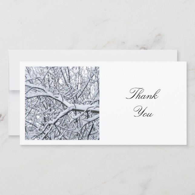 Carte De Remerciements Photo carré - Branches de neige (Devant)