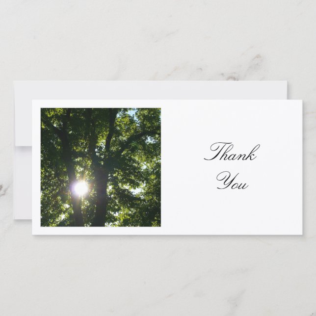 Carte De Remerciements Photo carré - Soleil à travers les arbres (Devant)
