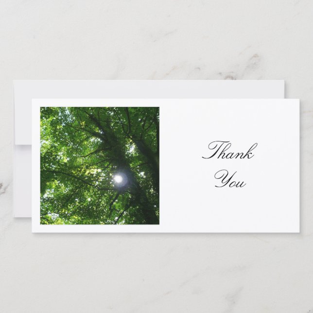 Carte De Remerciements Photo carré - Soleil à travers les arbres (Devant)