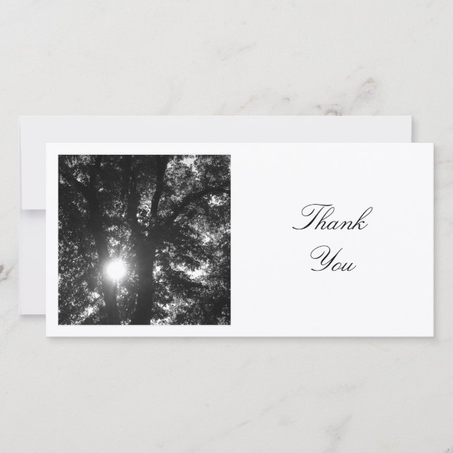 Carte De Remerciements Photo carré - Soleil à travers les arbres (BW) (Devant)