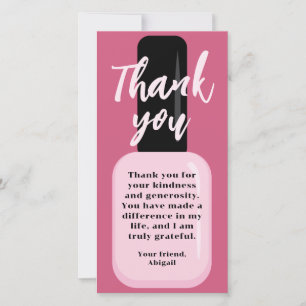 Carte De Remerciements Photo Chic Moderne Design ongle rose polonais