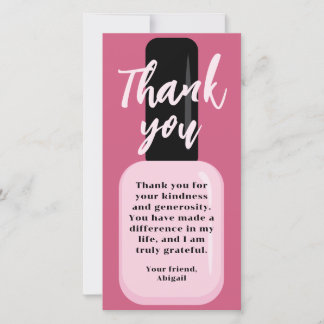 Carte De Remerciements Photo Chic Moderne Design ongle rose polonais